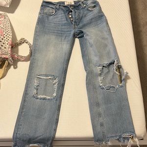 free people lower waisted knee cut mom jeans